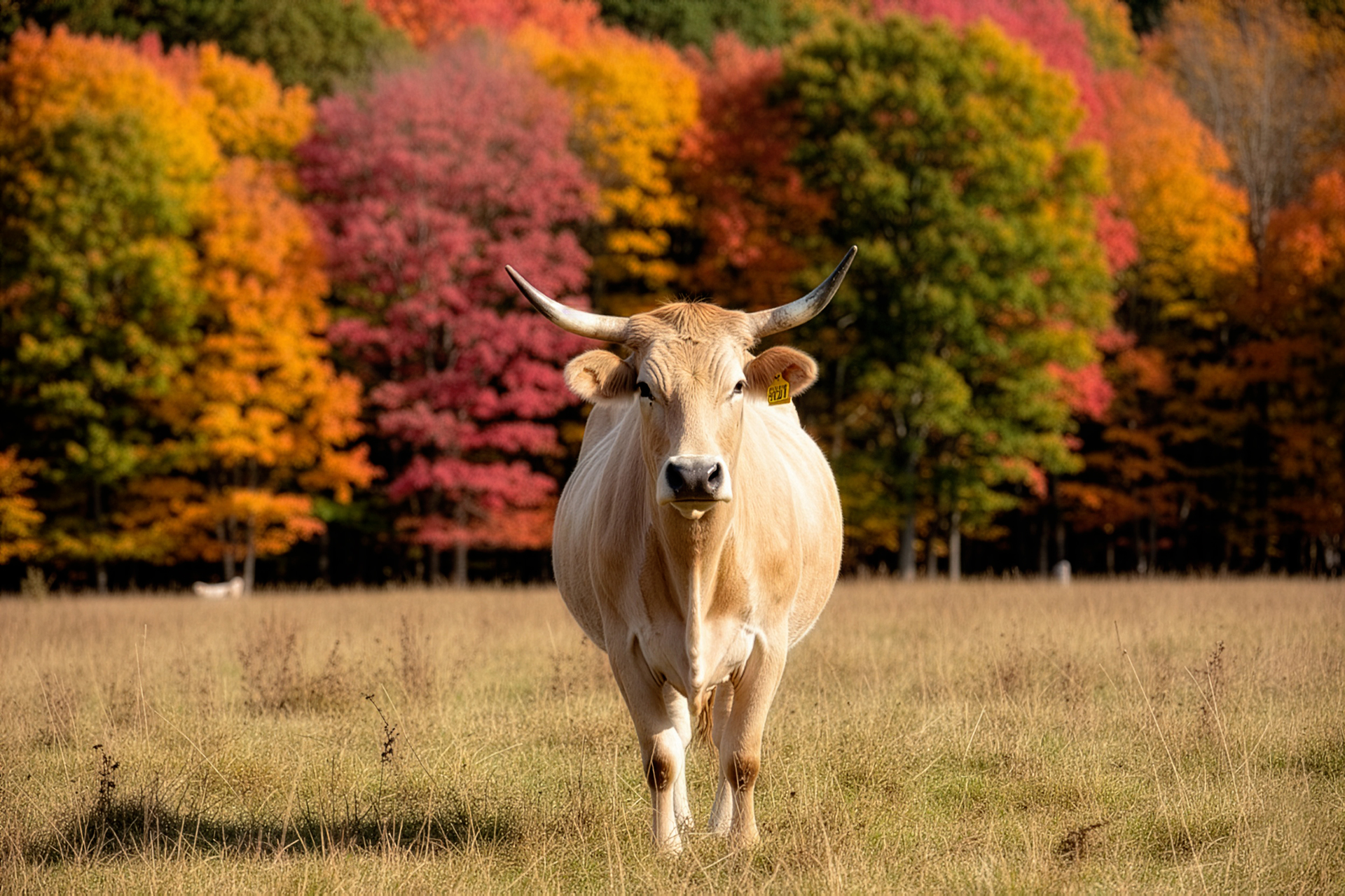 large tan bull running during professional farm photography session at Moments By T Franklin Tennessee