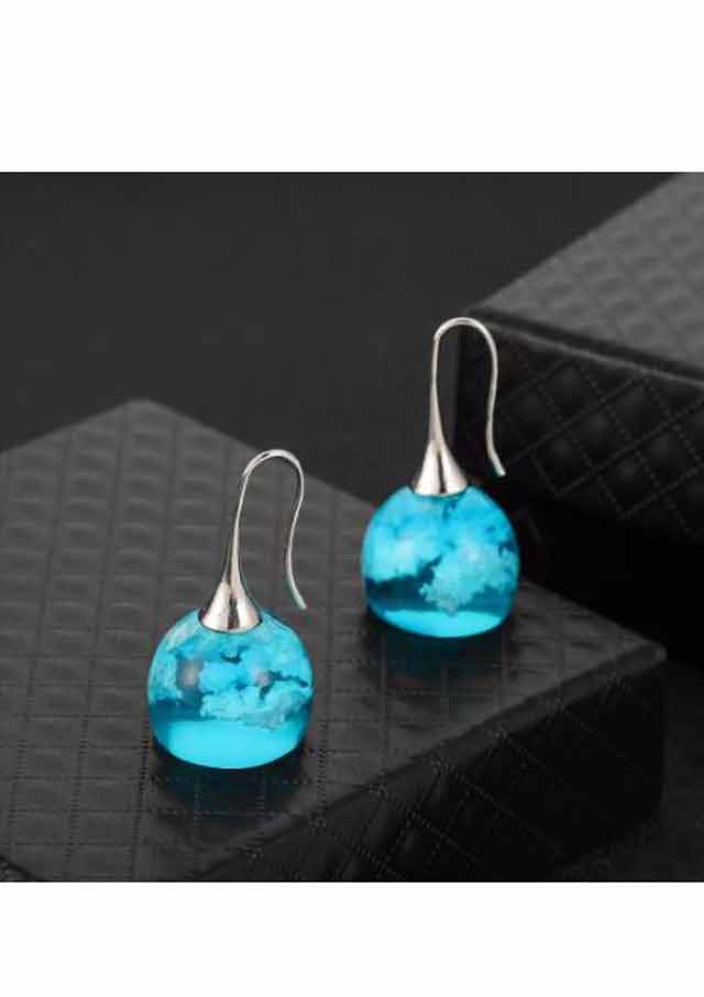 Sky Blue White Cloud Earrings
