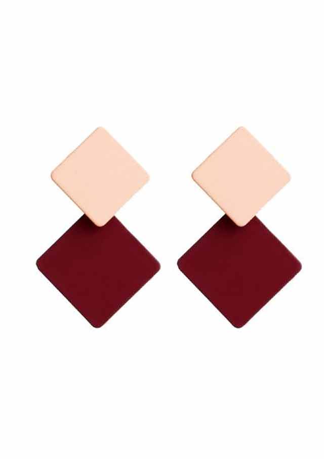 Wild Red Square Earrings